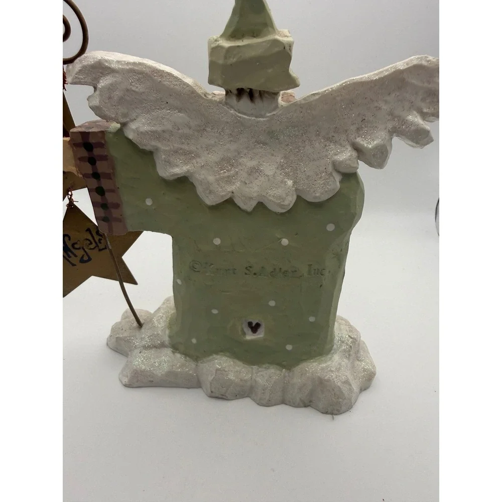 VTG Kurt S Adler Believe in Angels Resin Figurine Green Christmas Folk Art Decor